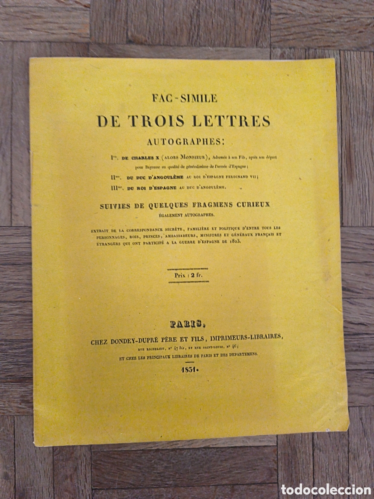 Documentos antiguos: Facsimil: Fac Simile de Trois Lettres - Foto 1