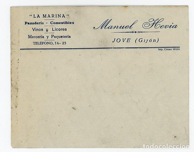 Documentos antiguos: ANTIGUO SOBRE LA MARINA PANADERIA MANUEL HEVIA. JOVE. GIJON. ASTURIAS.