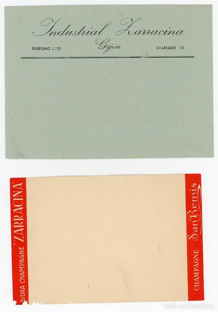 Documentos antiguos: ANTIGUO SOBRE Y HOJA ZARRACINA. SIDRA. GIJON. ASTURIAS