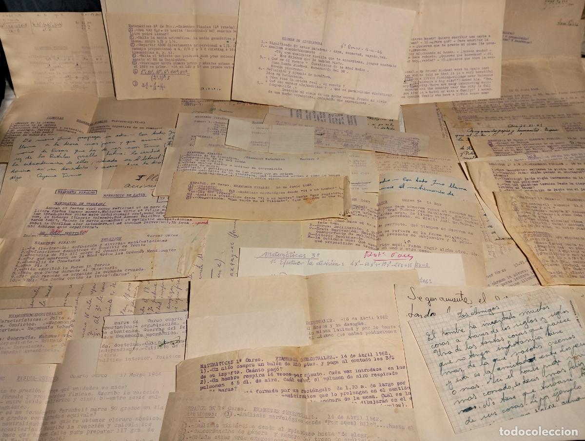 Alte Dokumente: Lote documentos escritos a m&aacute;quina y a mano ex&aacute;menes trimestrales instituto colegio