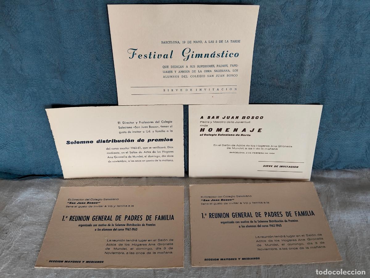 Documents Anciens: Lote tarjetas invitaci&oacute;n fiesta premios colegio salesiano de san juan bosco a&ntilde;os 60 barcelona