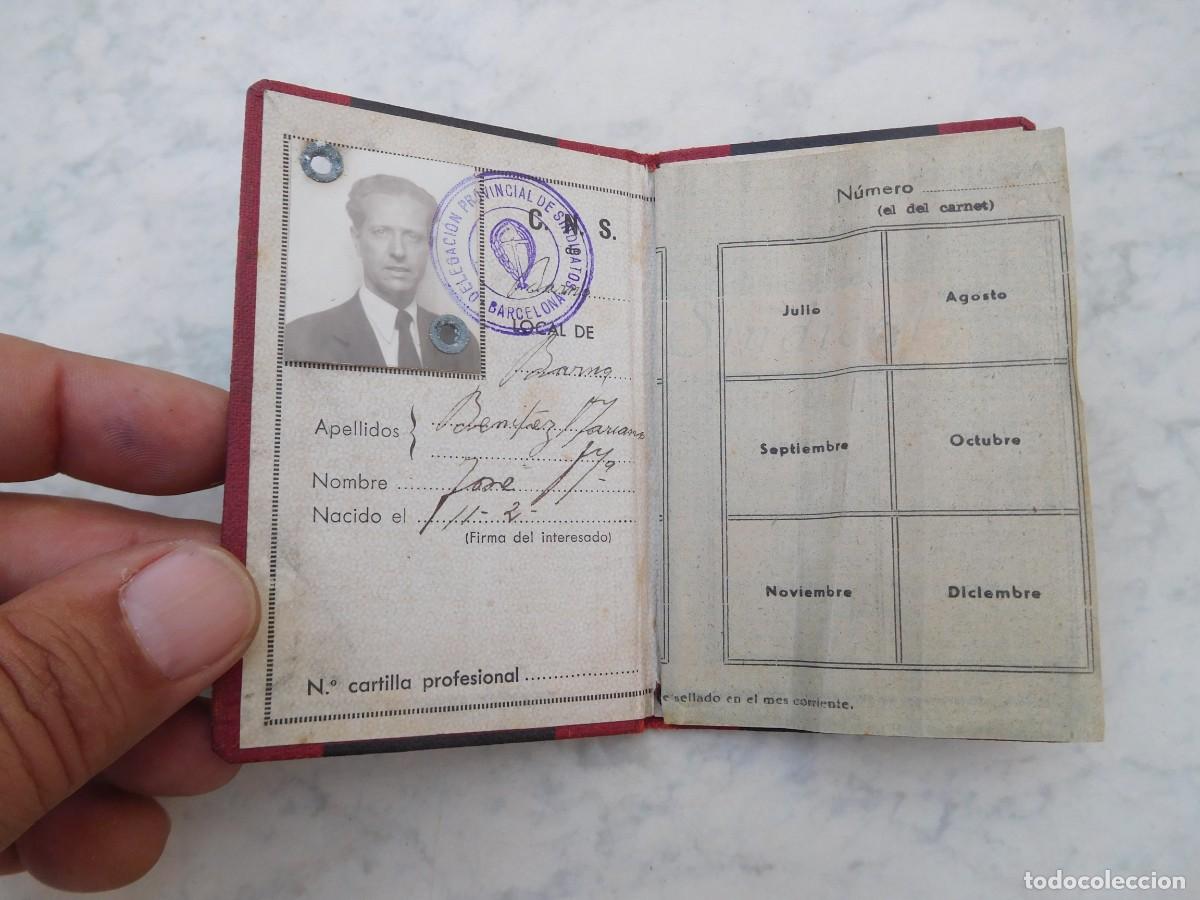 Documentos antiguos: Carnet de C.N.S. A&ntilde;o 1944 Falange - Foto 2