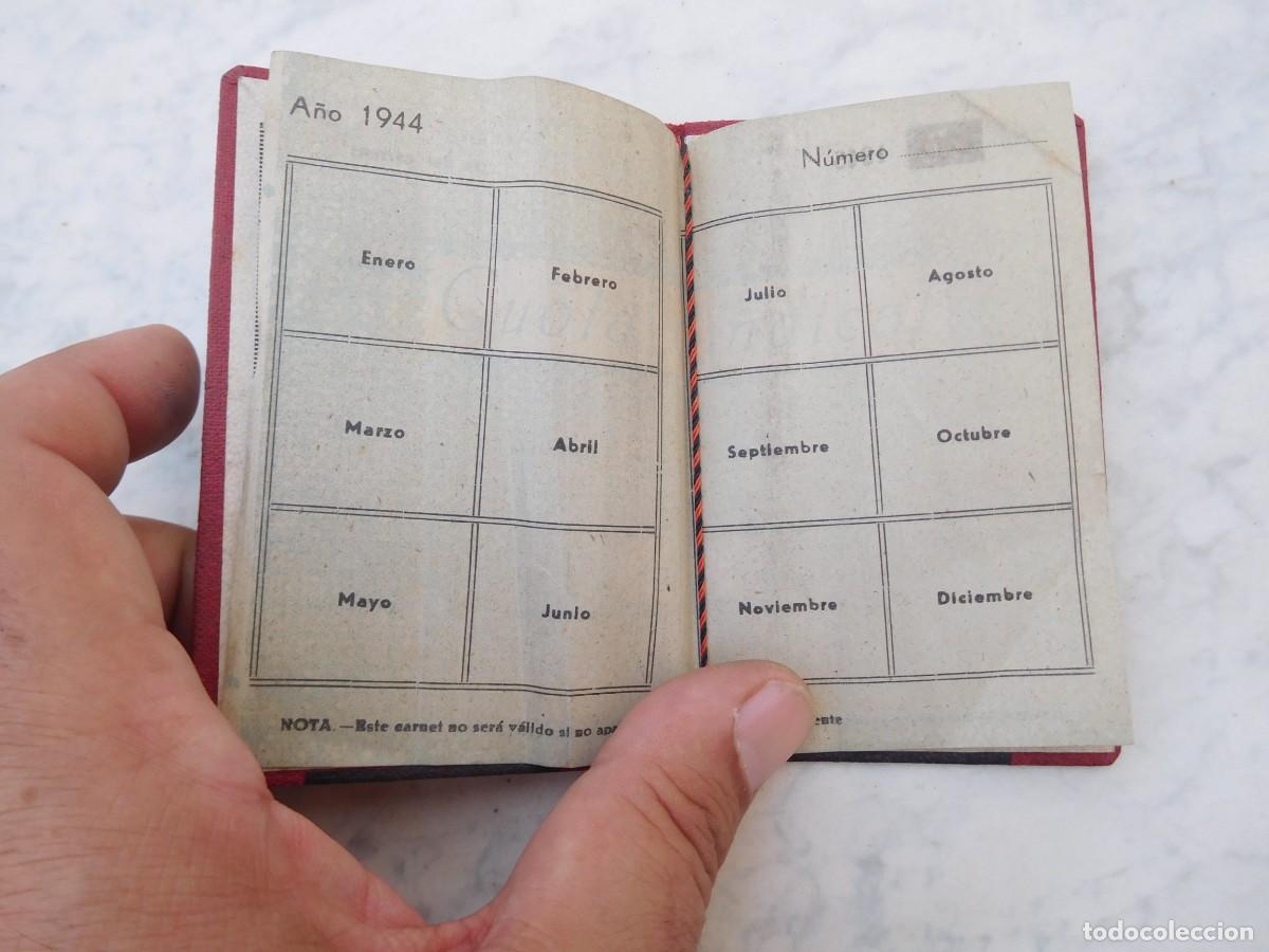 Documentos antiguos: Carnet de C.N.S. A&ntilde;o 1944 Falange - Foto 3