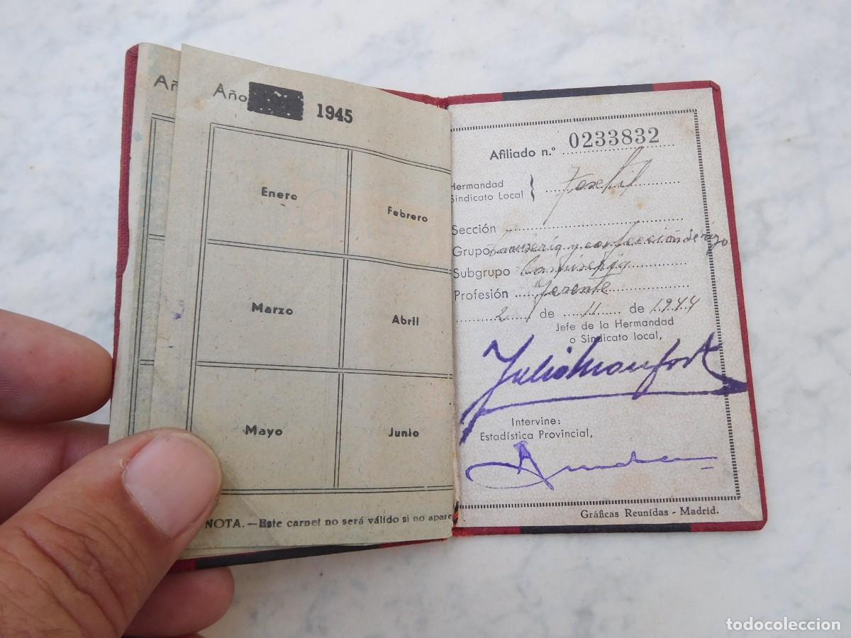 Documentos antiguos: Carnet de C.N.S. A&ntilde;o 1944 Falange - Foto 4