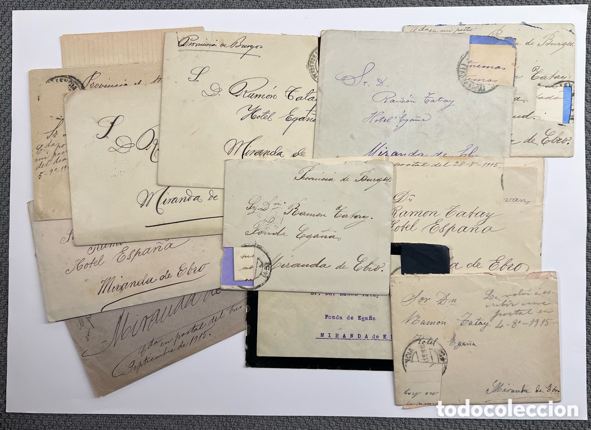 Documentos antiguos: MIRANDA DE EBRO Burgos. Hotel Ega&ntilde;a.. Cartas recibidas por D. Ramon Tatay, M&eacute;dico Valenciano ..