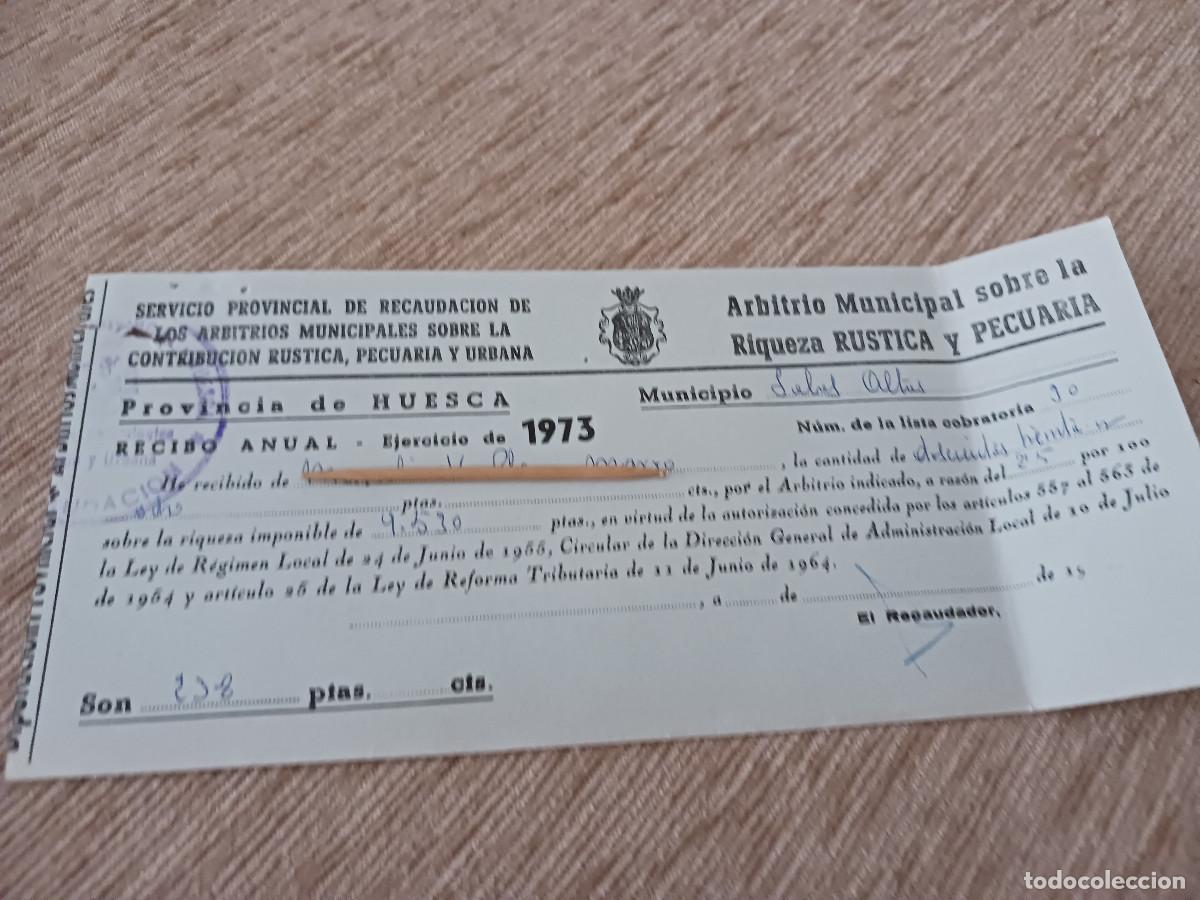 Documentos antiguos: arbitrio municipal sobre la riqueza rustica y pecuaria, 1973, municipio salas altas