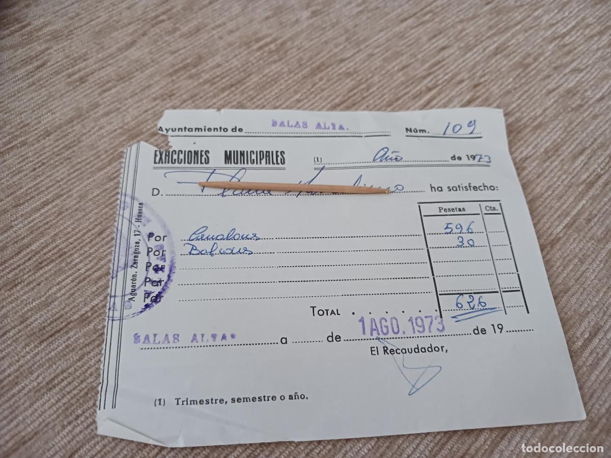 Documentos antiguos: ayuntamiento de salas altas, exacciones municipales 1973