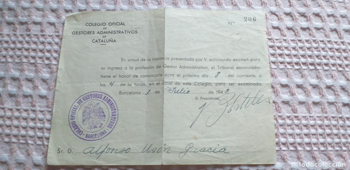 Documentos antiguos: DOCUMENTOS-V47-III-CATALU&Ntilde;A-COLEGIO OFICIAL DE GESTORES...165X125mm.