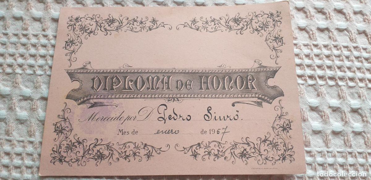 Documentos antiguos: DOCUMENTOS-V47-III-DIPLOMA DE HONOR-1957-140X100mm. - Foto 1