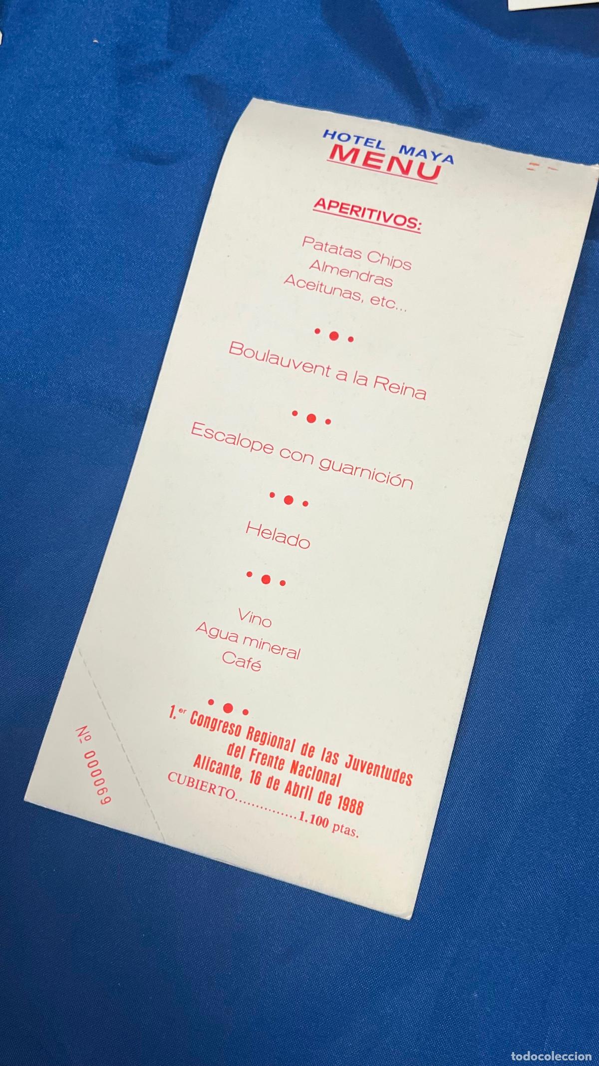 Old Documents: menu del congreso regional de juventudes del frente nacional