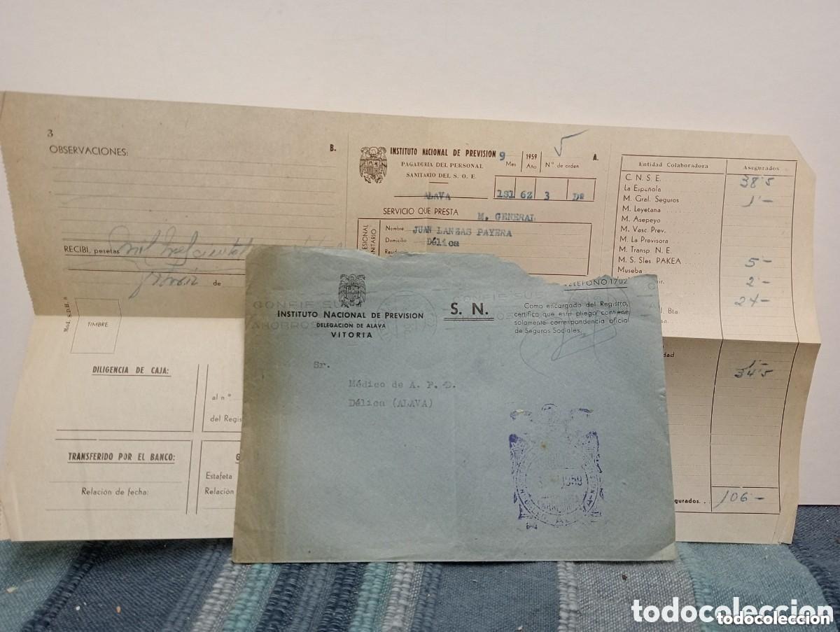 Documents Anciens: INSTITUTO NACIONAL DE PREVISI&Oacute;N. PAGADUR&Iacute;A DEL PERSONAL SANITARIO. &Aacute;LAVA, VITORIA - 1959. &Uacute;NICO
