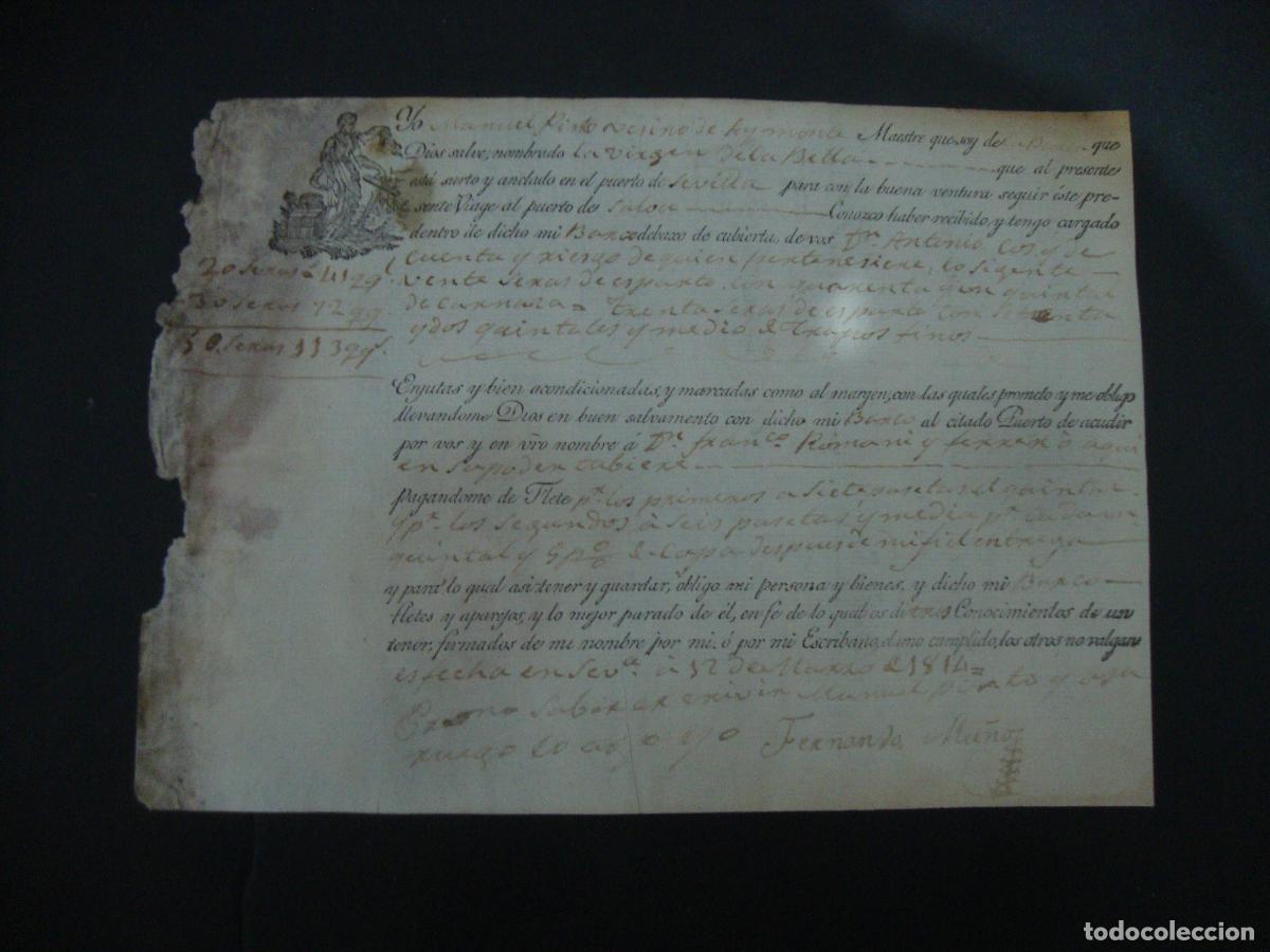 Documentos antiguos: RECIBO EMBARQUE 1814