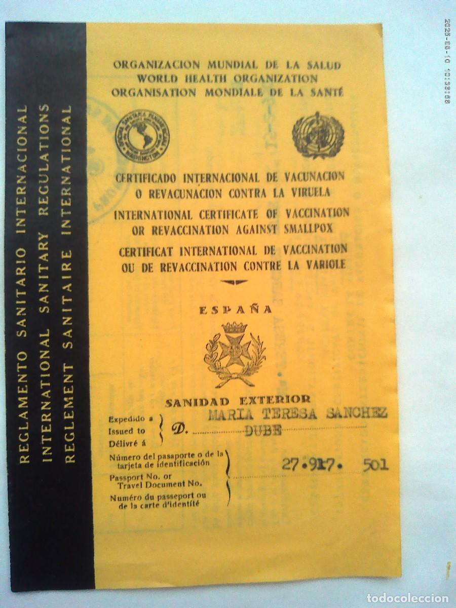 Documentos antiguos: SANIDAD EXTERIOR ESPA&Ntilde;A: CERTIFICADO DE VACUNACION . SEVILLA , 1965