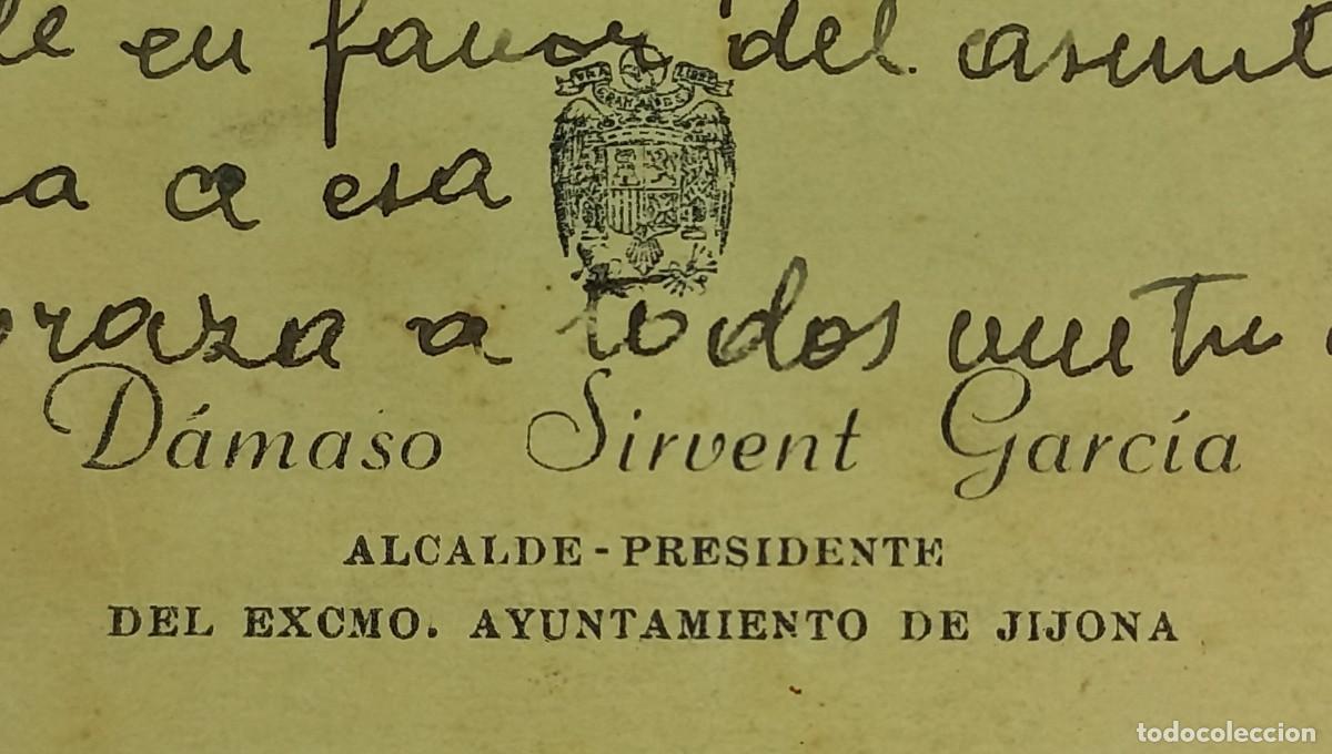 Documentos antiguos: CURIOSA TARJETA DE VISITA DEL Excmo. Sr. DAMASO SIRVENT GARCIA - ALCALDE DE JIJONA A&Ntilde;O 1947