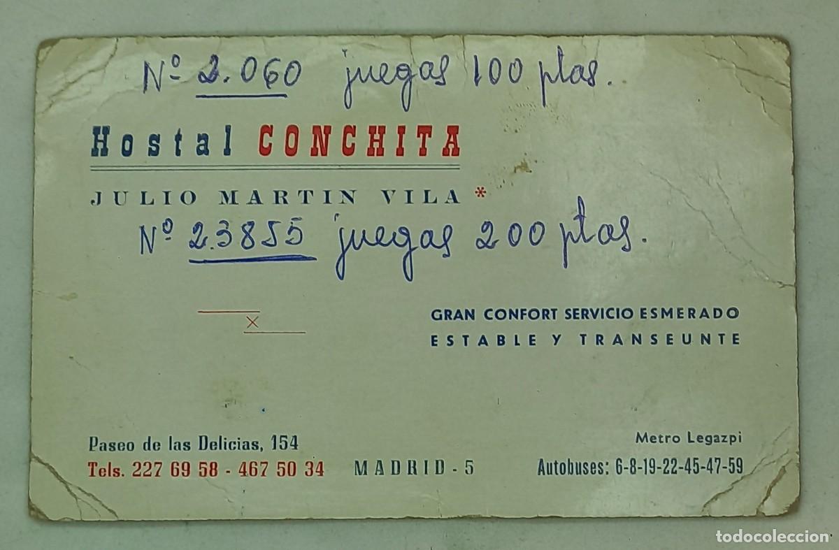 Documentos antiguos: ANTIGUA TARJETA DE VISITA DEL HOSTAL CONCHITA DE MADRID