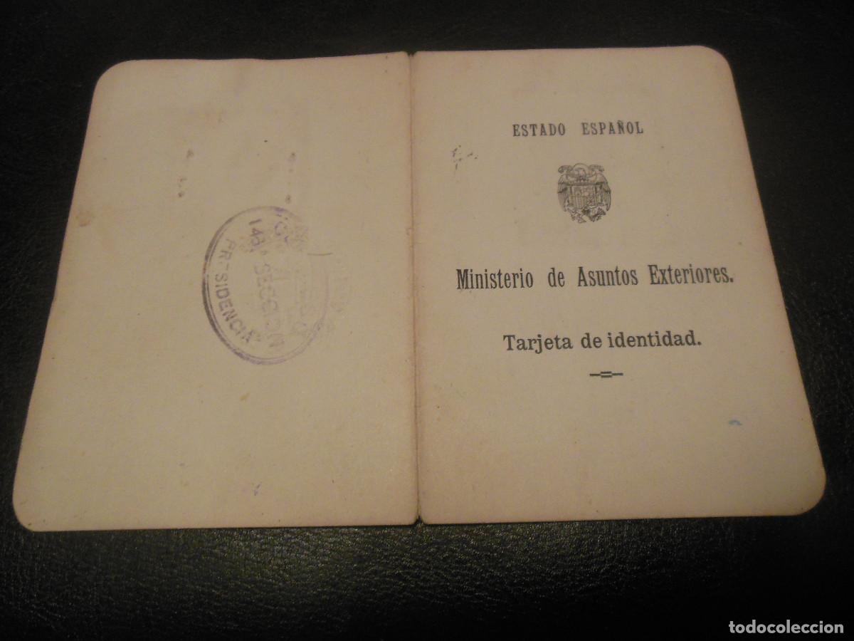 Documentos antiguos: 1945 CARNET IDENTIDAD MINISTERIO ASUNTOS EXTERIORES MADRID