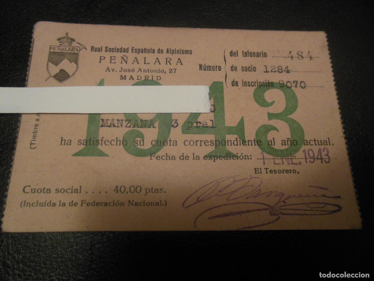 Documents Anciens: 1943 CARNET REAL SOCIEDAD ESPA&Ntilde;OLA DE ALPINISMO PE&Ntilde;ALARA MADRID MONTA&Ntilde;ISMO