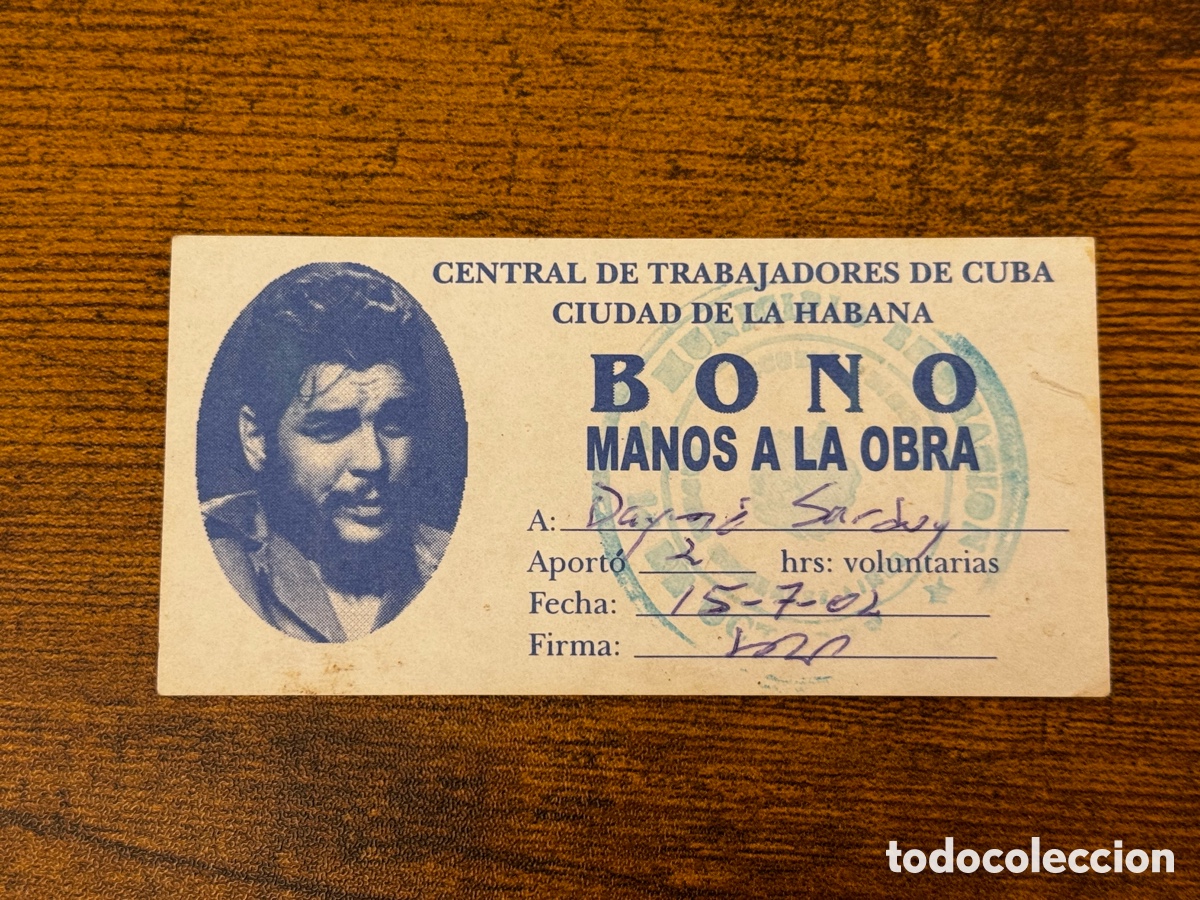 Documentos antiguos: Peque&ntilde;o Bono de la Central de Trabajadores de Cuba. Che Guevara