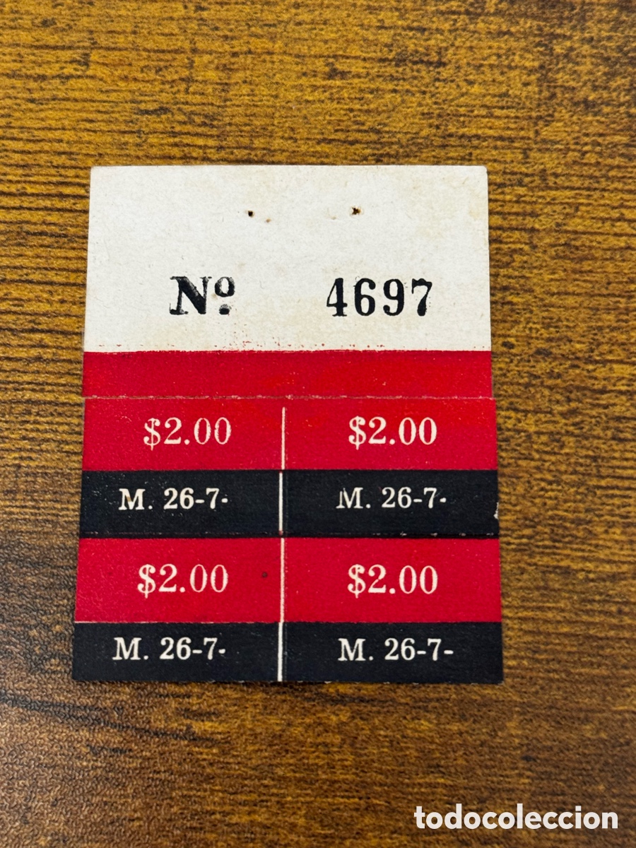 Documentos antiguos: Lote de 4 peque&ntilde;os bonos por valor de 2 pesos del Movimiento 26 de Julio. Cuba. Escasos