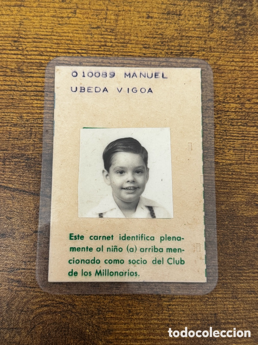 Documentos antiguos: Carnet Infantil de Socio del Club de los Millonarios. Cuba Republicana