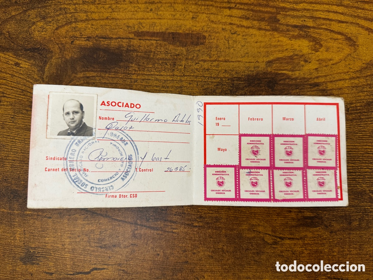 Documentos antiguos: Carnet del Circulo Social Braulio Coroneaux. Cuba - Foto 2