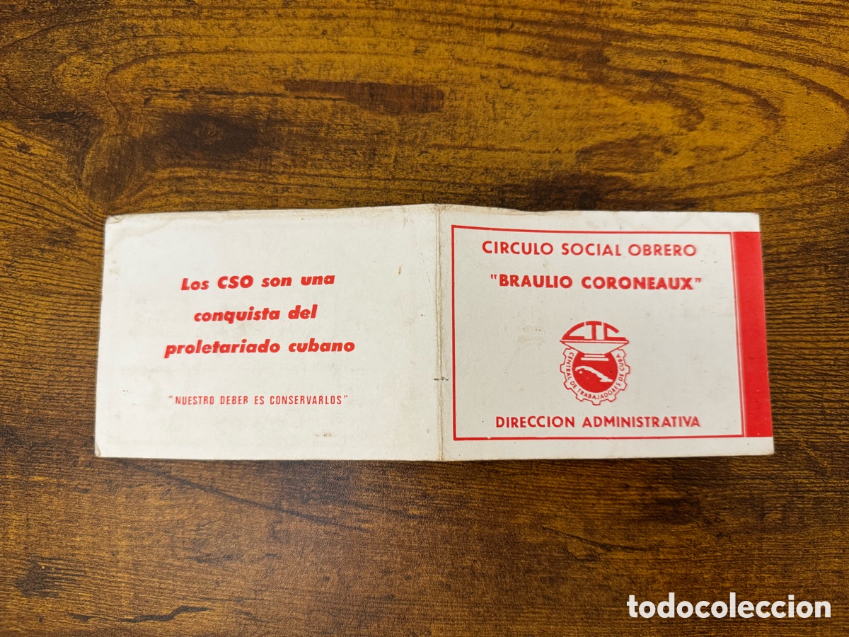 Documentos antiguos: Carnet del Circulo Social Braulio Coroneaux. Cuba - Foto 1