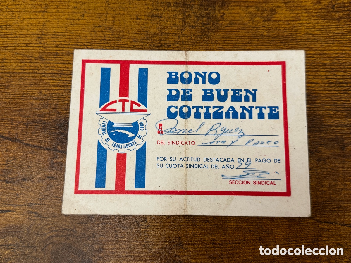 Documentos antiguos: Bono del buen cotizante. Cuba Socialista