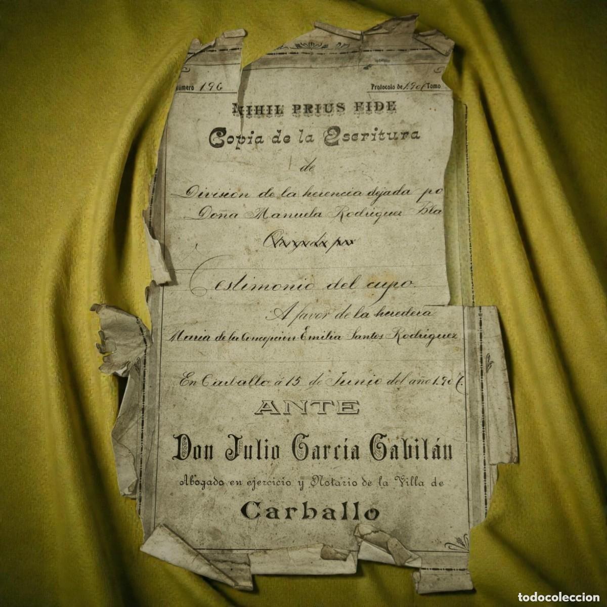 Documents Anciens: Portada Documento Notarial Antiguo A&ntilde;o 1919 &ndash; Copia De Escritura De Herencia Carballo
