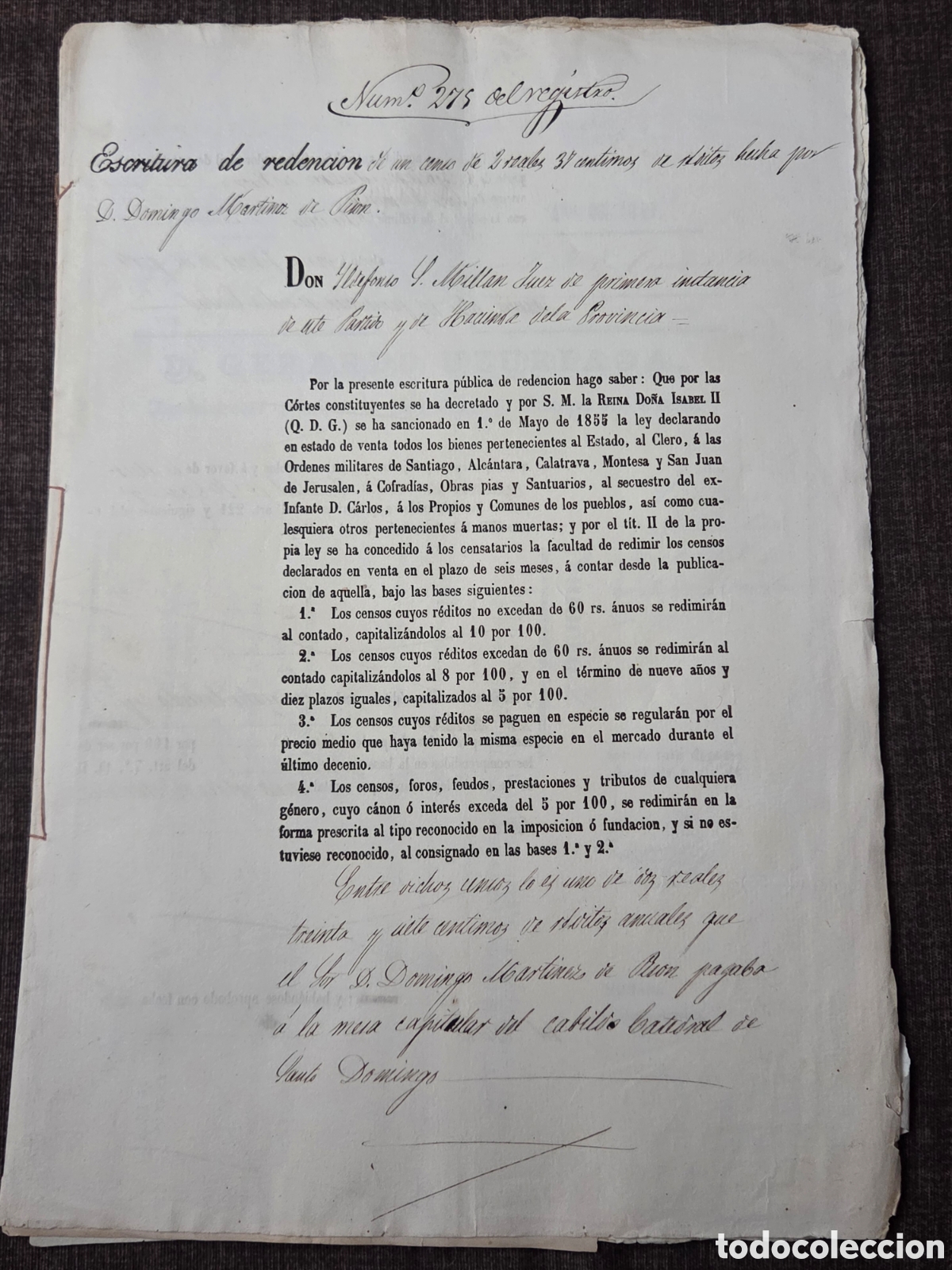 Documents Anciens: LOGRO&Ntilde;O 1861, DOCUMENTO EXPEDIENTE DE LA DESAMORTIZACI&Oacute;N DE MADOZ.