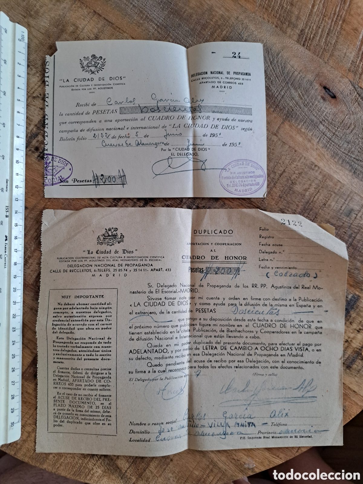 Documentos antiguos: Jml Cuadro de Honor, La Ciudad de Dios, Cuevas Almanzora, Almeria, A&ntilde;o 1950