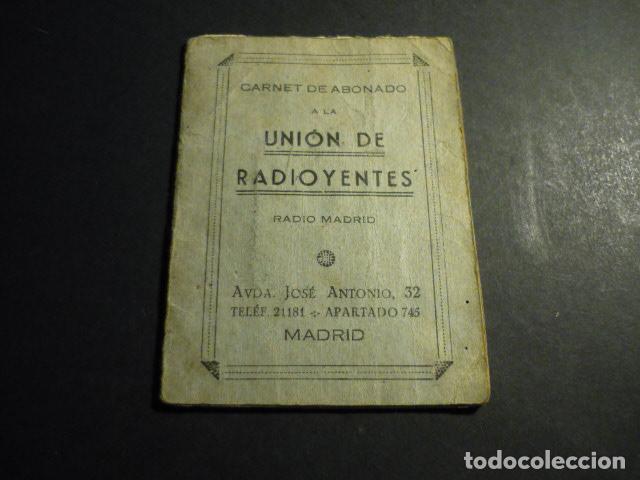 Documents Anciens: RADIO MADRID CADENA SER UNION DE RADIOYENTES CARNET DE ABONADO 1949