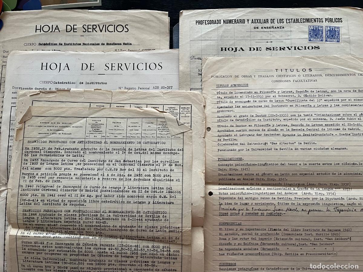 Documentos antiguos: LOTE DE HOJAS DE SERVICIOS Y DOCUMENTACI&Oacute;N DE CATEDRATICO DE INSTITUTOS NACIONALES ENSE&Ntilde;ANZA MEDIA