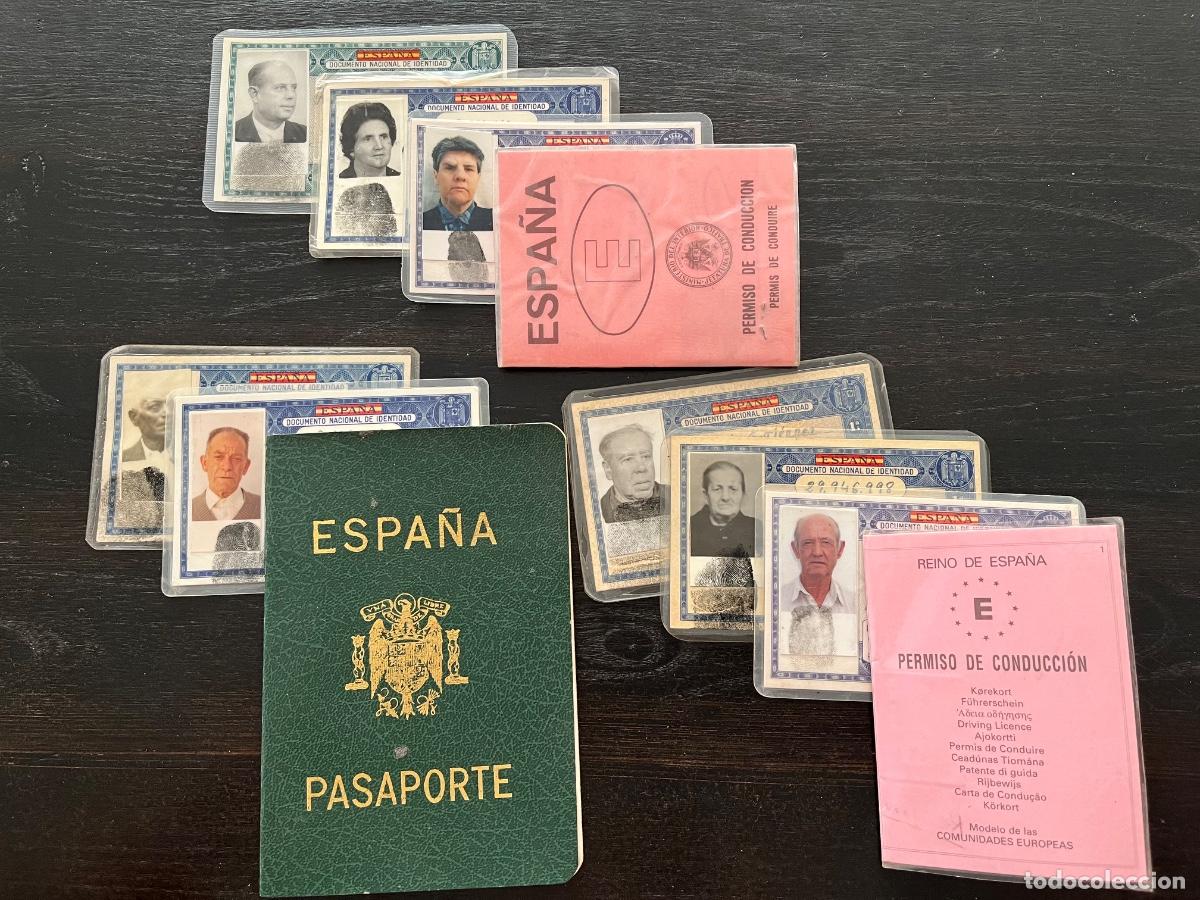 Documentos antiguos: LOTE DE ANTIGUOS DNI + PASAPORTE + PERMISO DE CONDUCIR