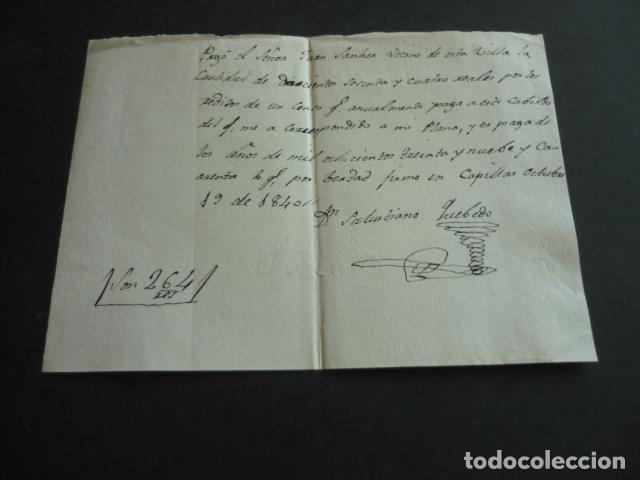 Old Documents: CAPILLAS PALENCIA 1840 RECIBO REDITOS DE UN CENSO