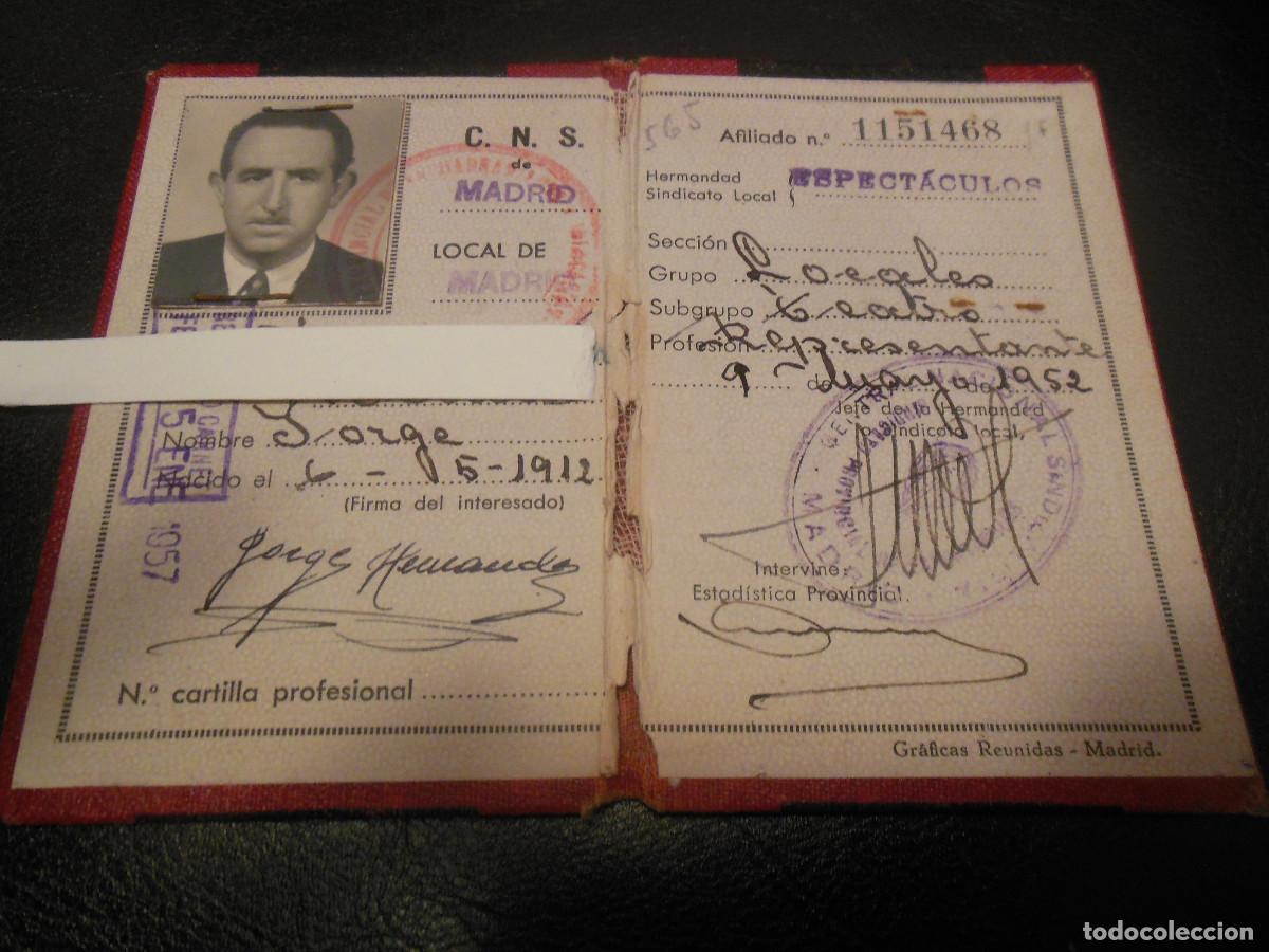 Old Documents: 1952 CARNET DE LA C. N. S. PARA ESPECT&Aacute;CULOS FALANGE MADRID