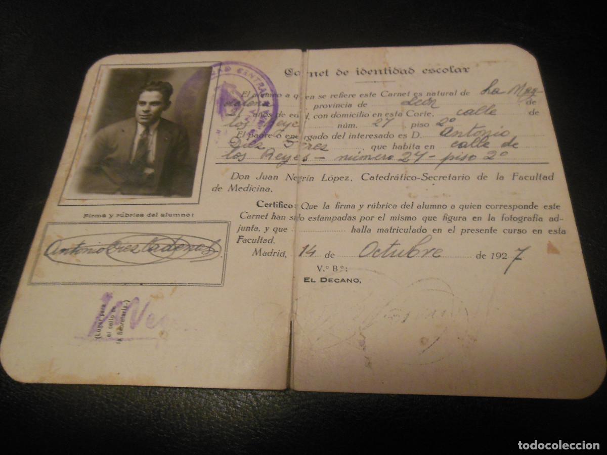 Documents Anciens: 1927 CARNET DISTRITO UNIVERSIDAD DE MADRID FACULTAD MEDICINA NATURAL DE LA MAGDALENA LEON