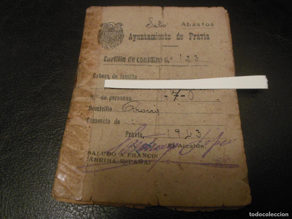 Documentos antigos: 1943 CARNET AYUNTAMIENTO DE PRAVIA ASTURIAS CARTILLA DE CONSUMO ACEITE AZUCAR ARROZ