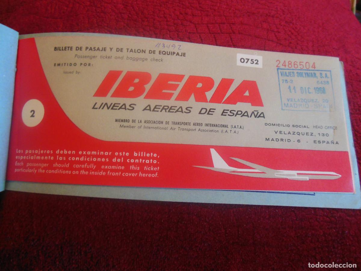 Documentos antigos: 1968 BILLETE DE IBERIA TALONARIO VIAJES SOLYMAR AVIACI&Oacute;N