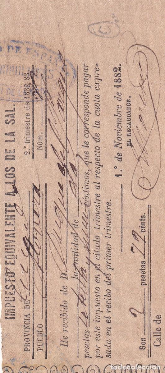 Alte Dokumente: IMPUESTO EQUIVALENTE A LOS DE SAL. AVOLERA GUADALAJARA 1882