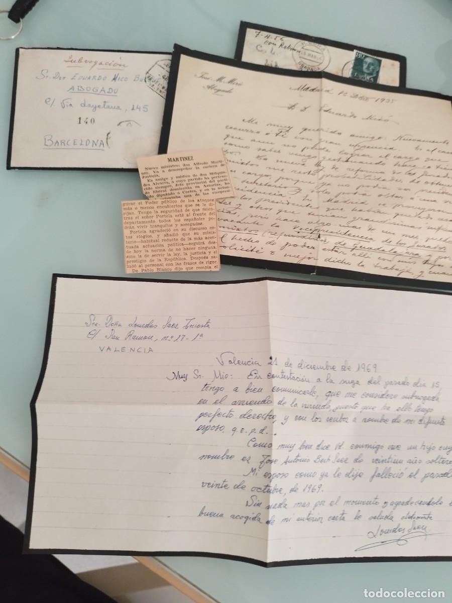 Documentos antiguos: Dos cartas mediados sg Xx, abogado y a identificar. Pol&iacute;tica. Alfredo Mart&iacute;nez, Melqu&iacute;ades &Aacute;lvarez.