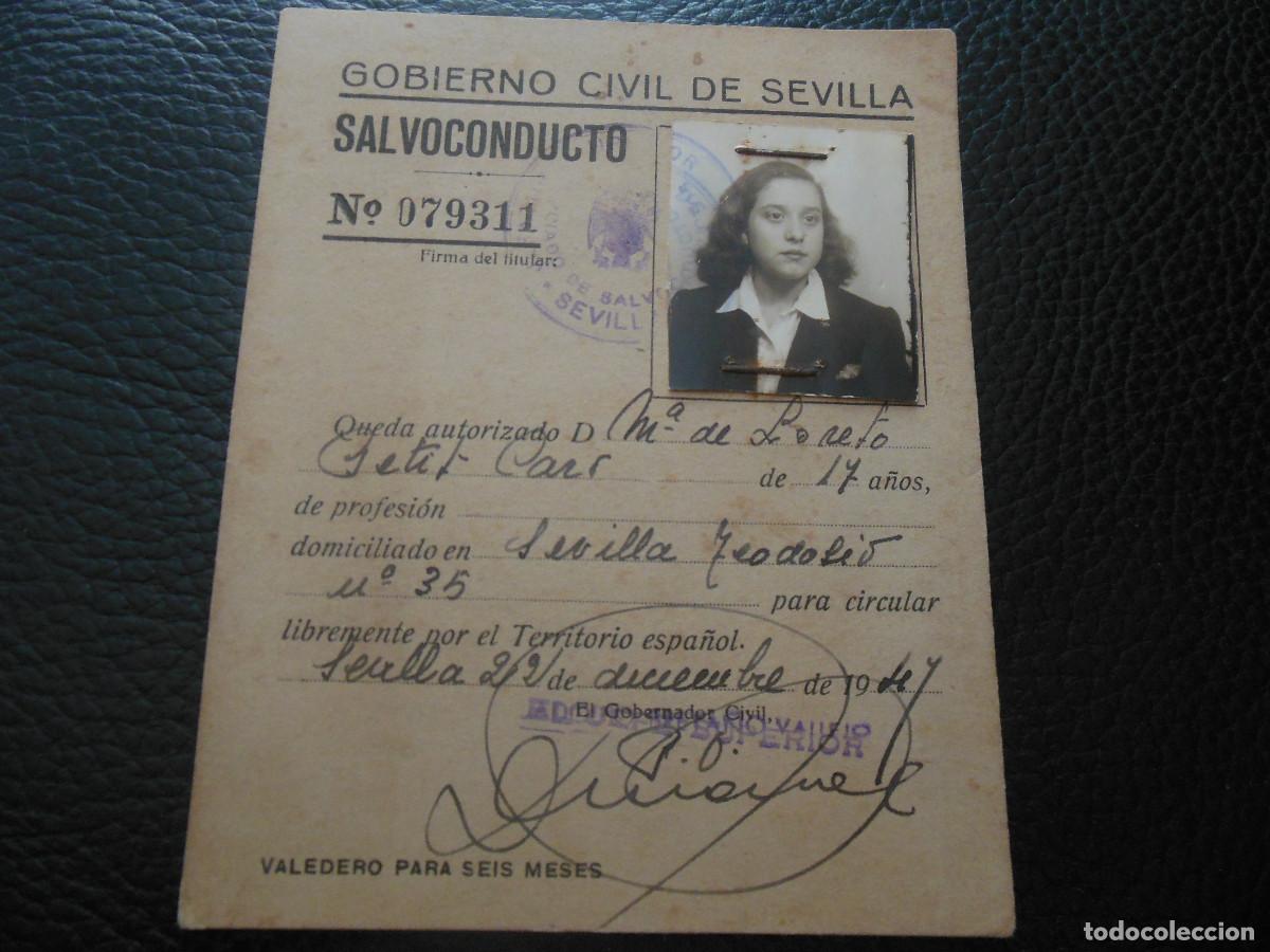 Documents Anciens: 1947 CARNET SALVOCONDUCTO GOBIERNO CIVIL DE SEVILLA PARA CIRCULAR LIBREMENTE