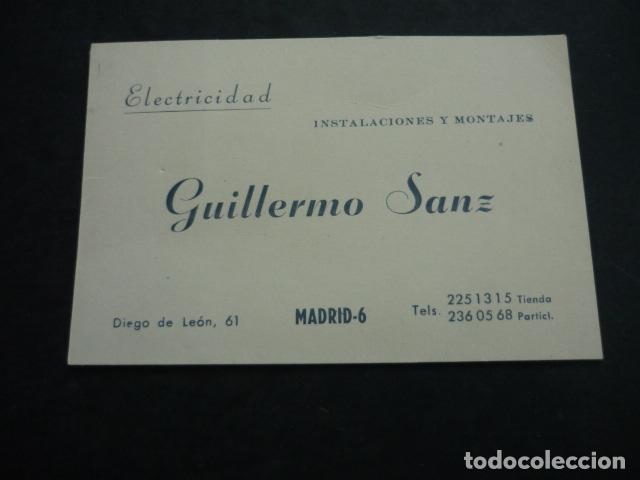 Documents Anciens: MADRID GUILLERMO SANZ ELECTRICIDAD TARJERTA COMERCIAL