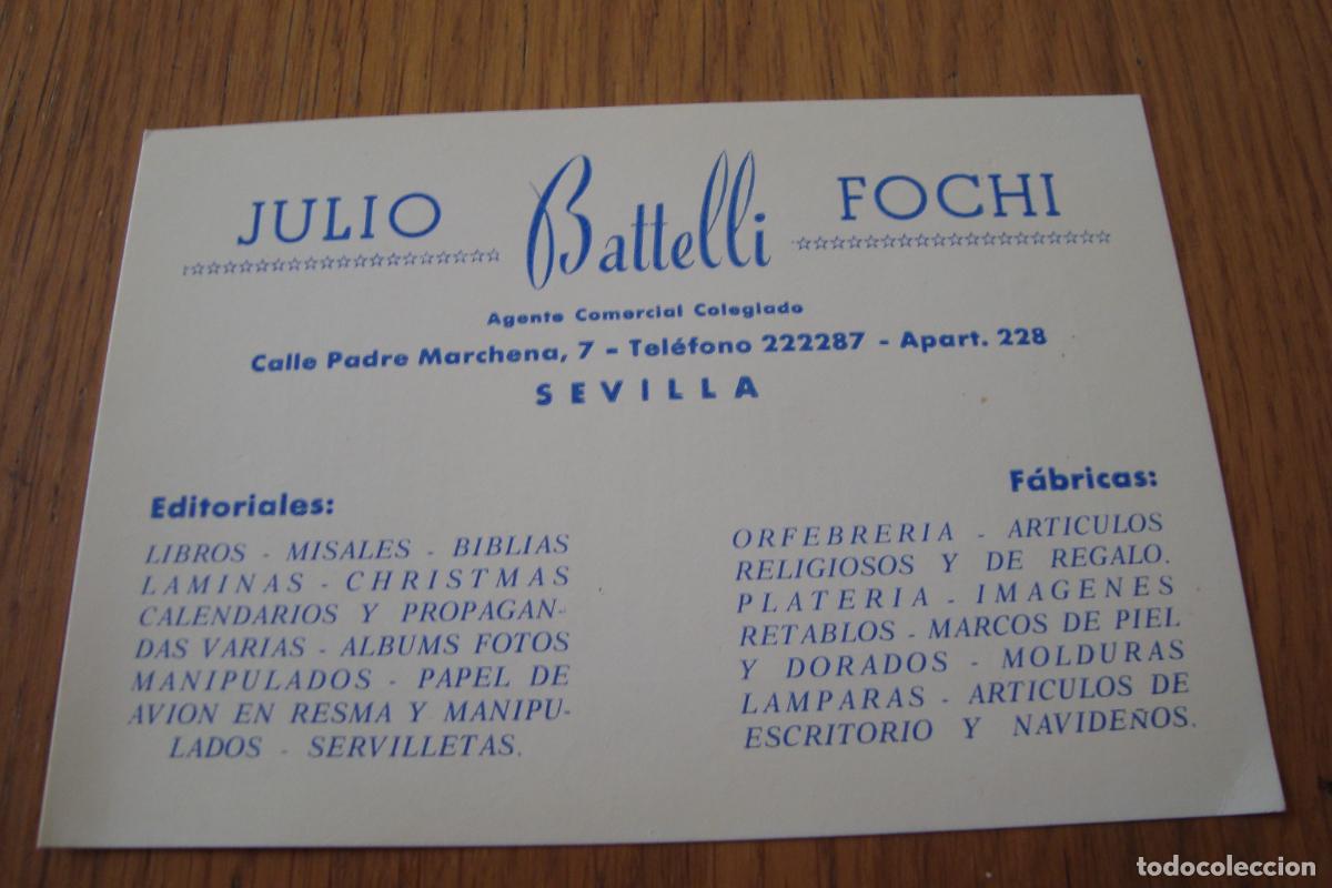 Documentos antiguos: ANTIGUA TARJETA COMERCIAL. JULIO BATTELLI FOCHI. AGENTE COMERCIAL. SEVILLA