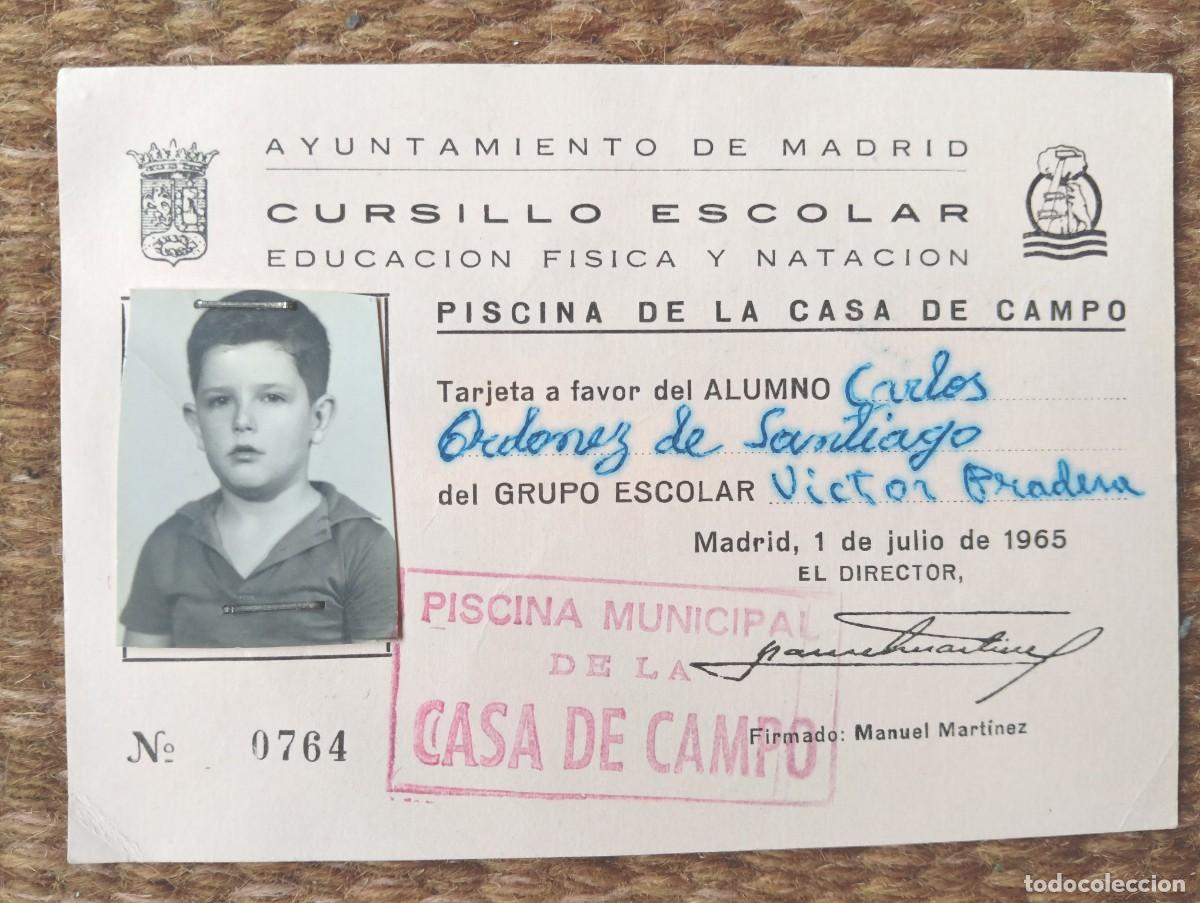 Documentos antiguos: PISCINA DE LA CASA DE CAMPO - MADRID 1965 - CARNET CURSILLO DE NATACION