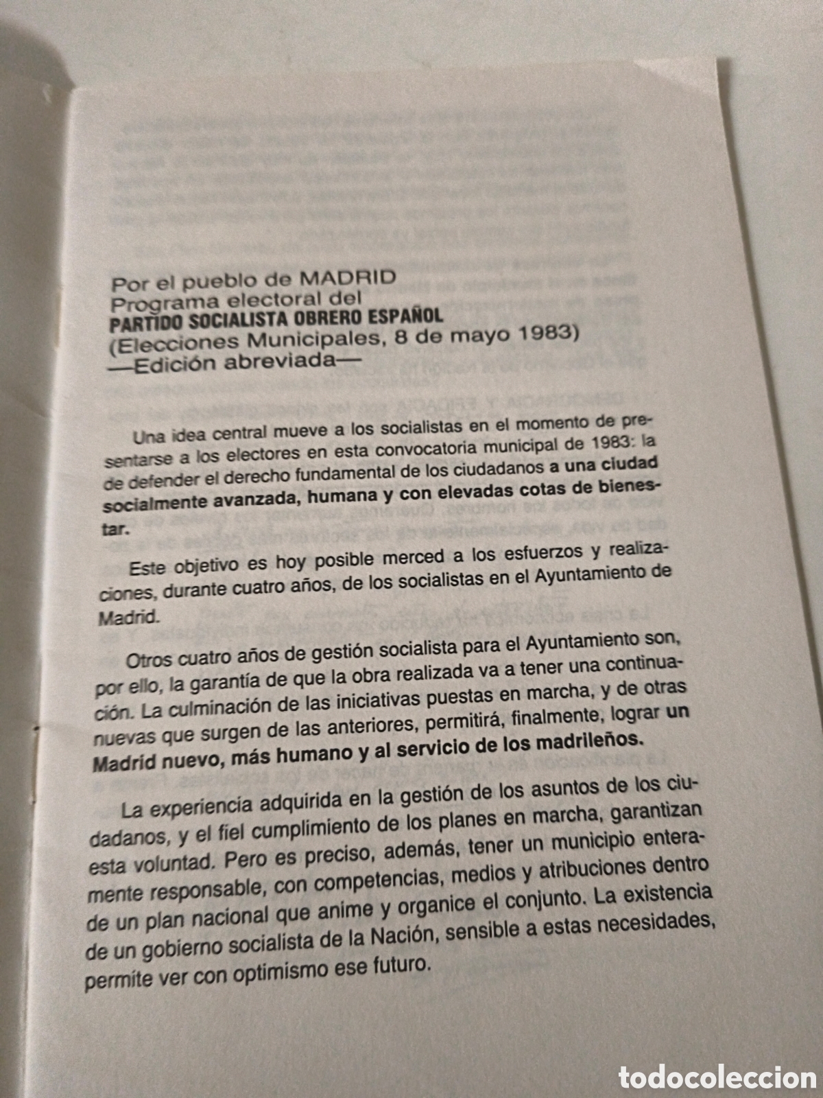 Documentos antiguos: Por el pueblo. PSOE. Programa electoral Madrid. Tierno Galvan. - Foto 3
