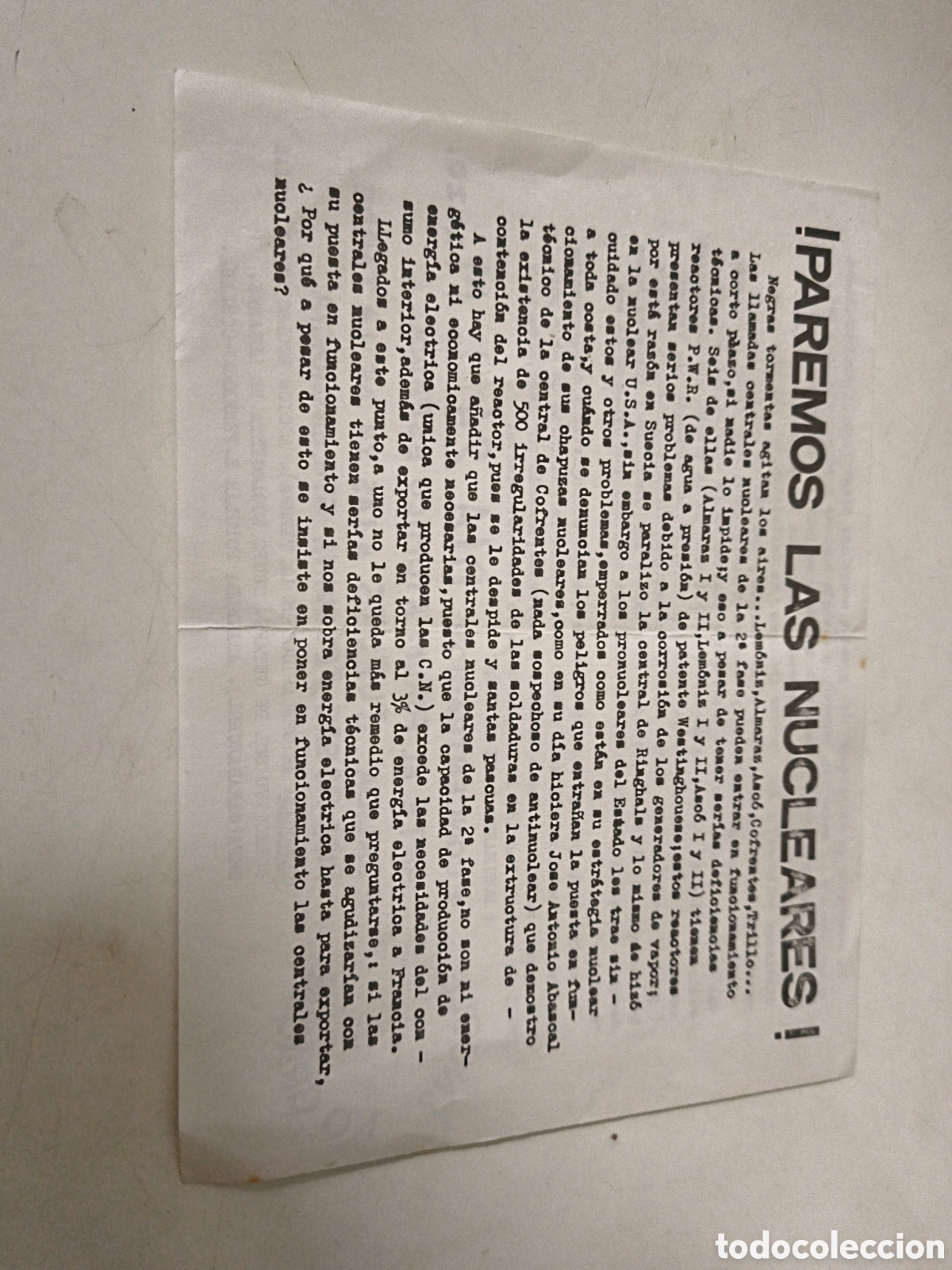 Documentos antiguos: Paremos las nucleares. A&ntilde;os 80.