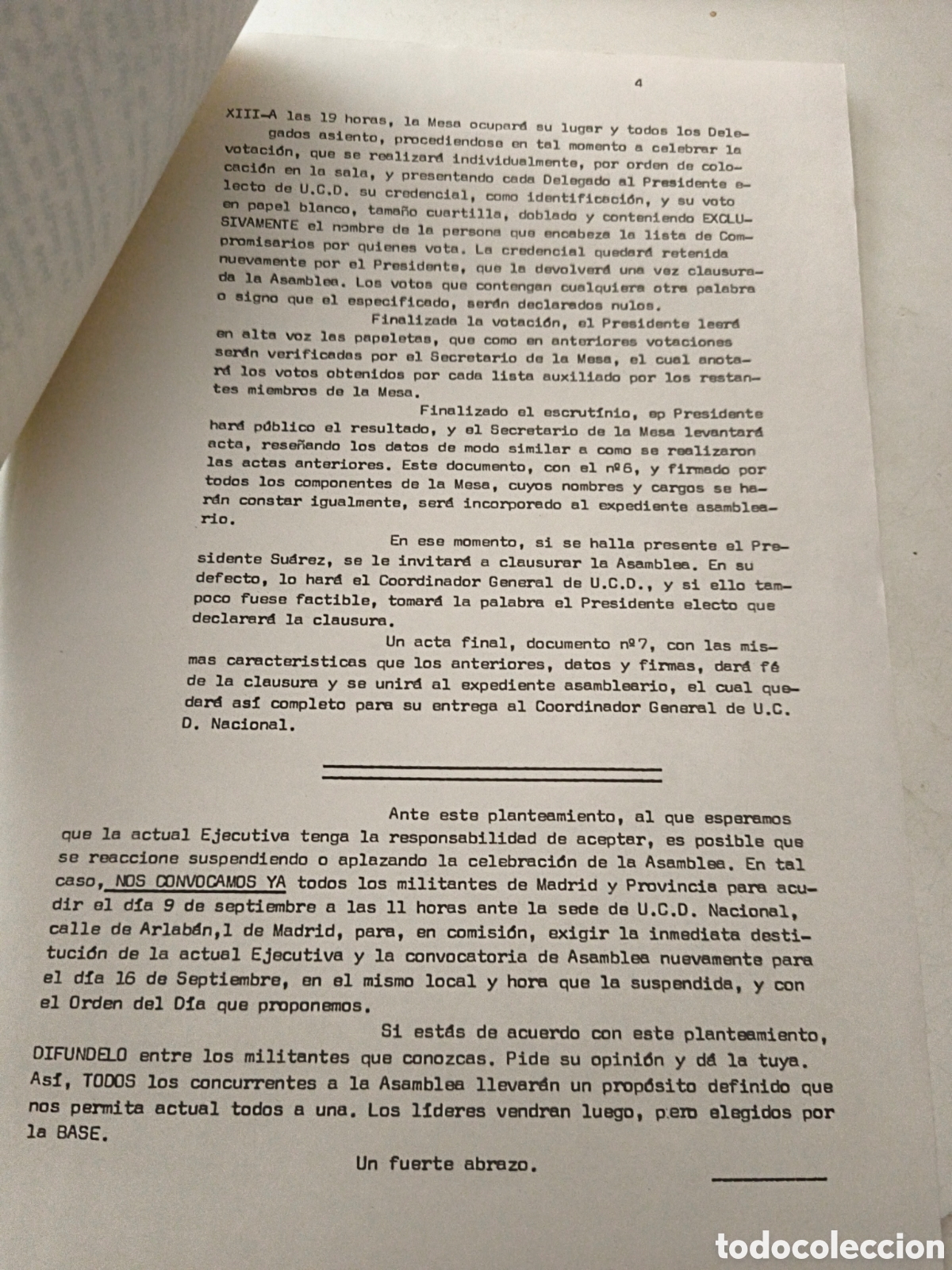 Documentos antiguos: Documento Asamblea UDC. - Foto 2
