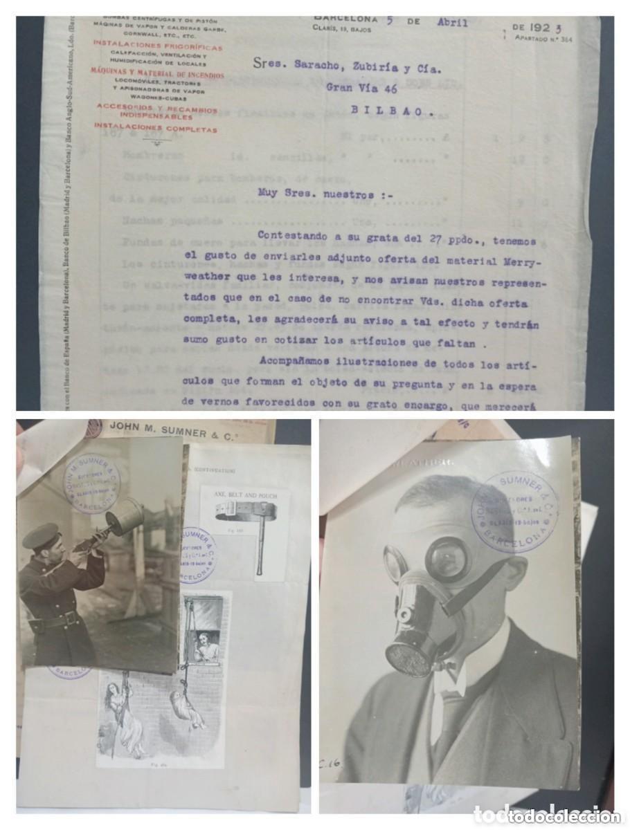 Documentos antiguos: JOHN M. SUMNER 1923. DOCUMENTOS SOBRE ART&Iacute;CULOS CONTRA INCENDIOS MERRYWEATHER. FOTOGRAFIA ANTIGUA...