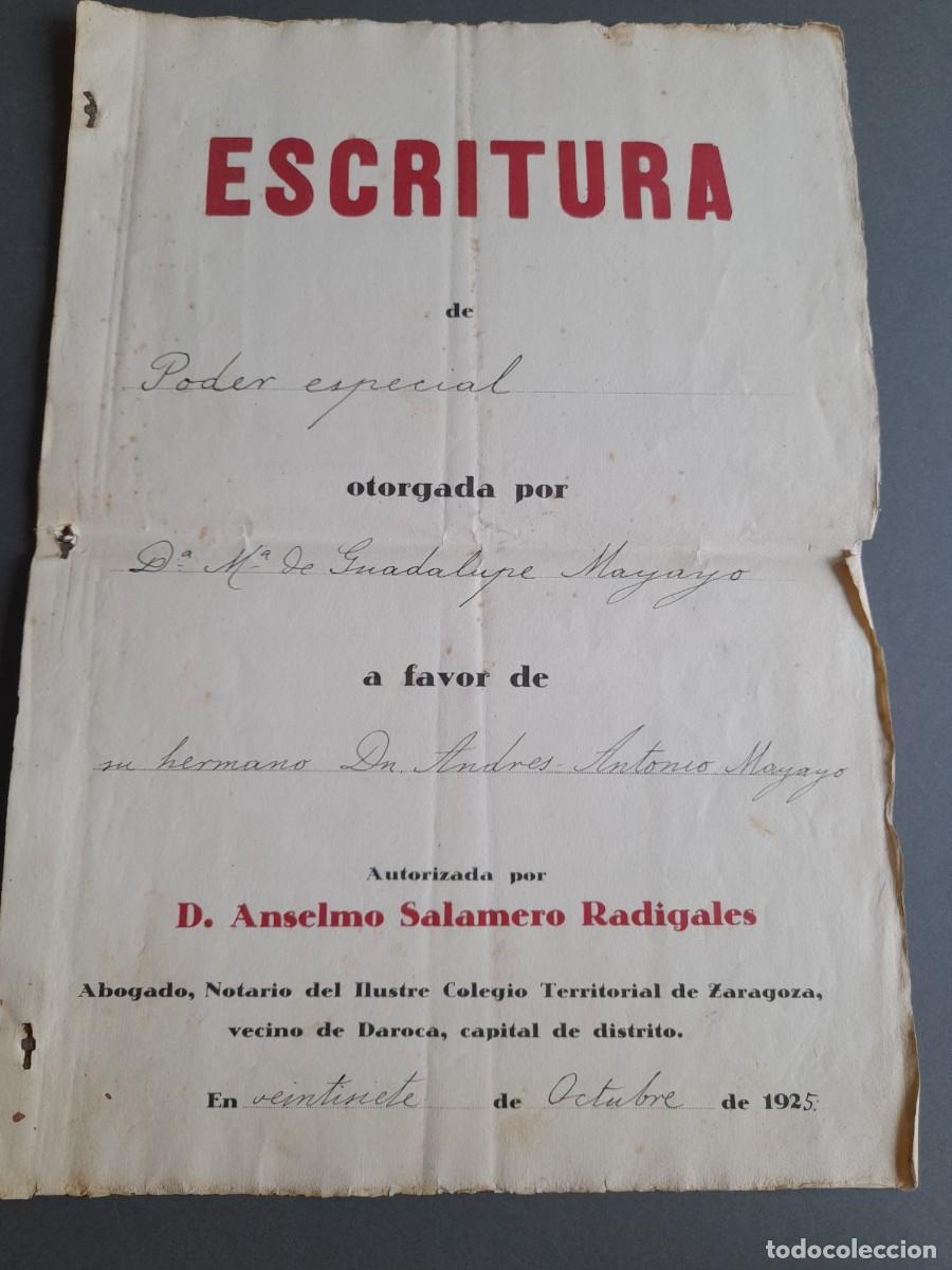 Documentos antiguos: Escritura de poder especial, daroca 1925