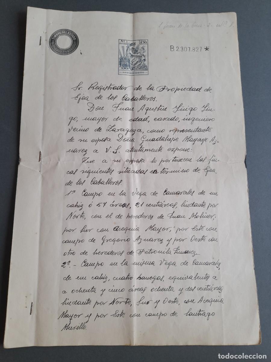 Alte Dokumente: Escritura registro de propiedad egea de los caballeros, Zaragoza 1945